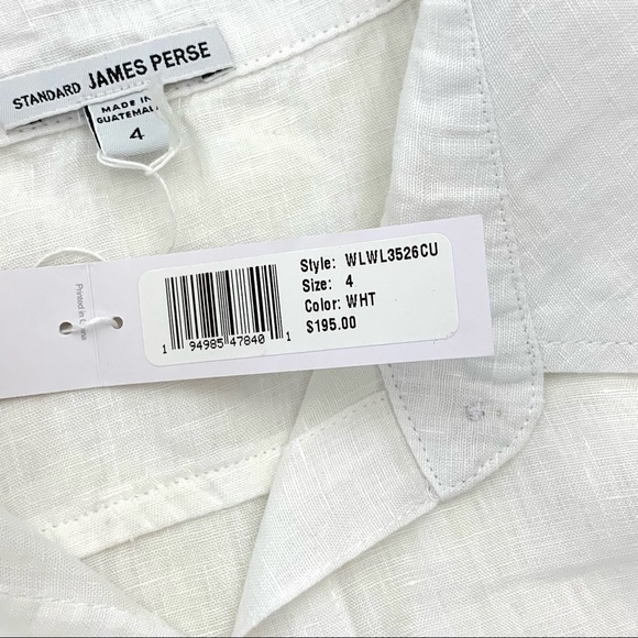 JAMES PERSE Casual Linen White Shirt SIZE 4 NWT - Picture 11 of 13